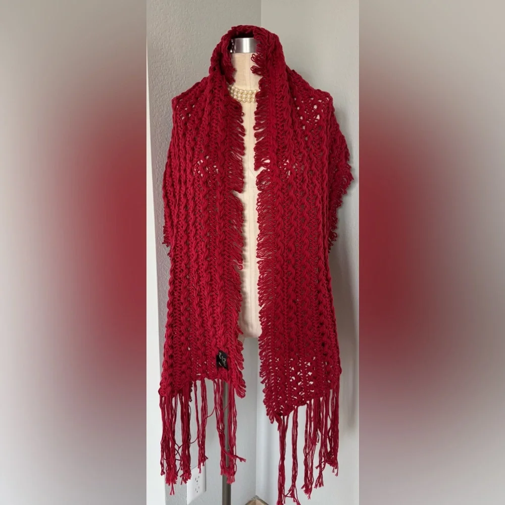 100% Cotton Pure Handknit by Fresh Produce Scarf 76”x18”
